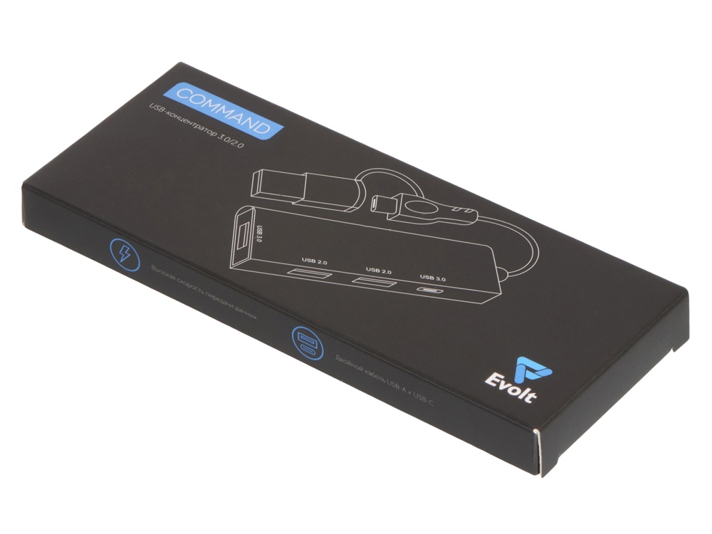 USB-хаб «Command» с коннектором 2-в-1 USB-C и USB-A, 2.0/3.0