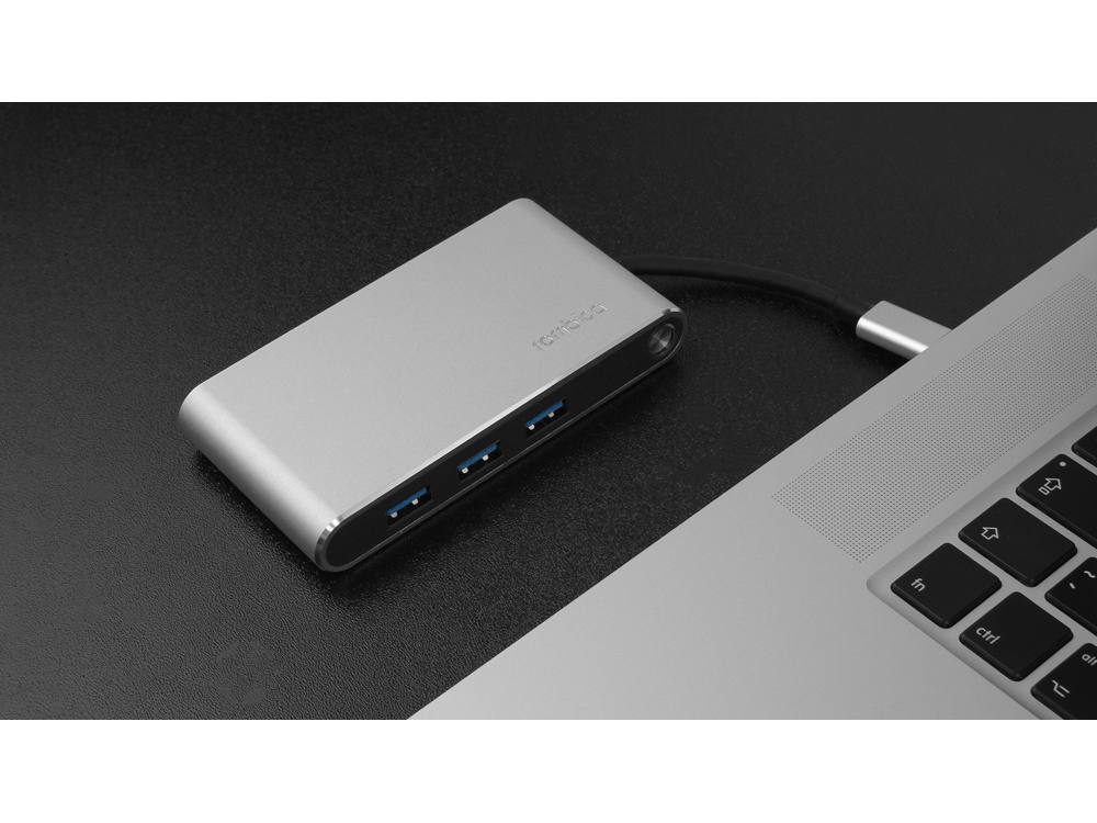 Хаб 8-в-1 Type-C «Hermes», USB 3.0 x 3, Type-C PD, HDMI, LAN, картридер